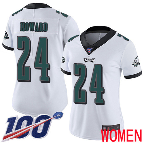 Women Philadelphia Eagles #24 Jordan Howard White Vapor Untouchable NFL Jersey Limited Player Season->women nfl jersey->Women Jersey